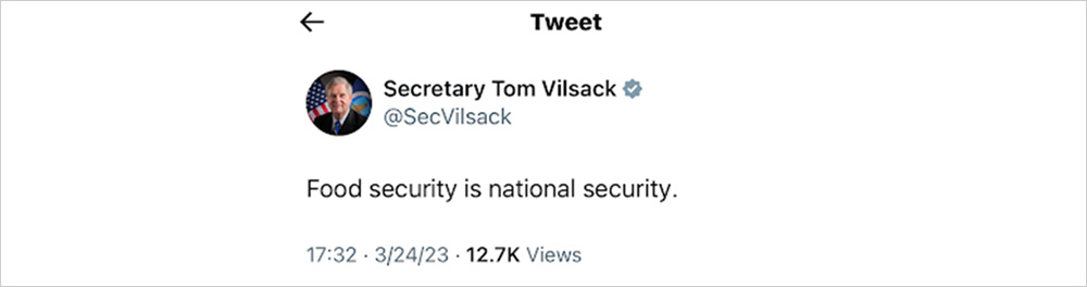 ビルサック農務長官のツイッターより
